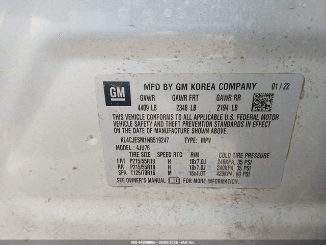 Продажа на аукционе авто 2022 Buick Encore Awd Preferred, vin: KL4CJESM1NB519247, номер лота: 44998055