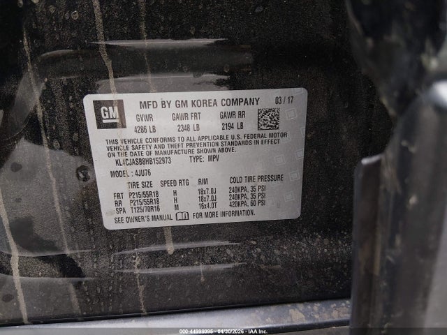 Auction sale of the 2017 Buick Encore Preferred, vin: KL4CJASB8HB152973, lot number: 44998095