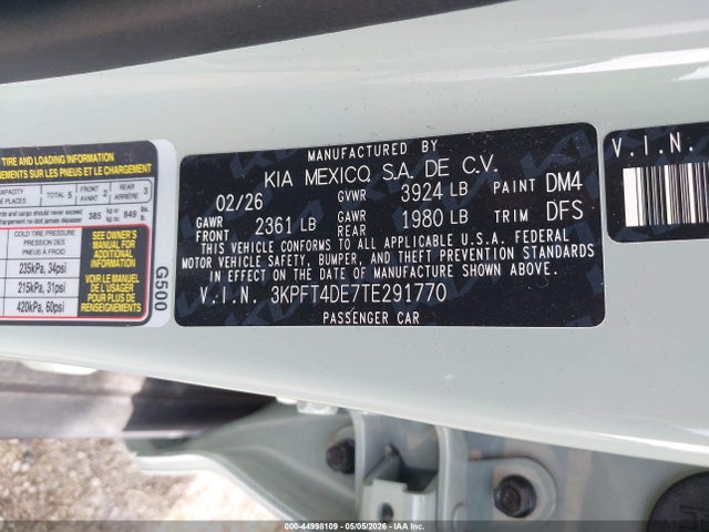 Продажа на аукционе авто 2026 Kia K4 Lxs, vin: 3KPFT4DE7TE291770, номер лота: 44998109