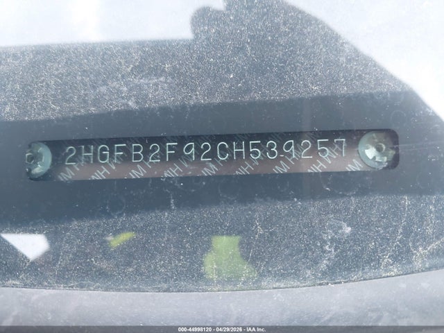 44998120 :رقم المزاد ، 2HGFB2F92CH539257 vin ، 2012 Honda Civic Ex-l مزاد بيع