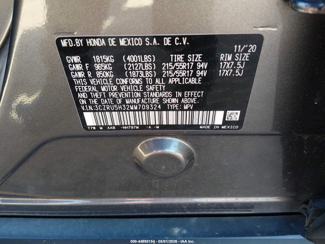 Aukcja sprzedaży 2021 Honda Hr-v 2wd Lx, vin: 3CZRU5H32MM709324, numer aukcji: 44998154