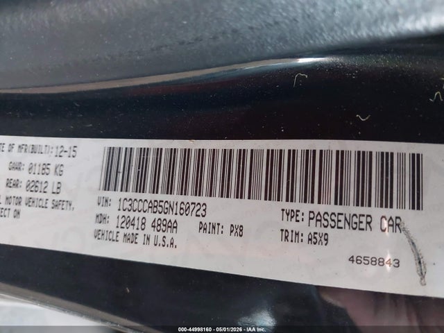 Продаж на аукціоні авто 2016 Chrysler 200 Limited, vin: 1C3CCCAB5GN160723, номер лоту: 44998160