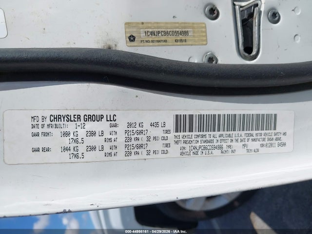 Aukcja sprzedaży 2012 Jeep Patriot Limited, vin: 1C4NJPCB6CD594986, numer aukcji: 44998161