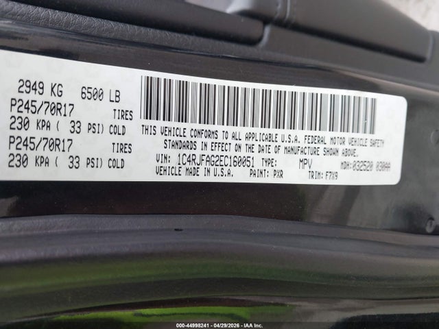 Продажа на аукционе авто 2014 Jeep Grand Cherokee Laredo, vin: 1C4RJFAG2EC160051, номер лота: 44998241