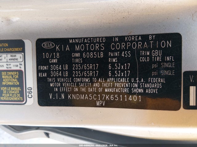 KNDMA5C17K6511401 KIA Sedona L