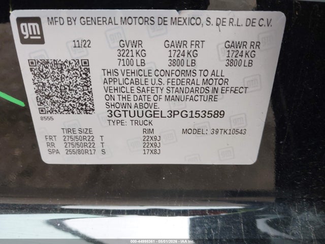 Aukcja sprzedaży 2023 Gmc Sierra 1500 4wd  Short Box Denali, vin: 3GTUUGEL3PG153589, numer aukcji: 44998361