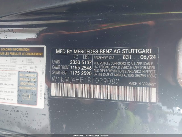 Aukcja sprzedaży 2024 Mercedes-benz Cle 300 4matic, vin: W1KMJ4HB1RF029082, numer aukcji: 44998370