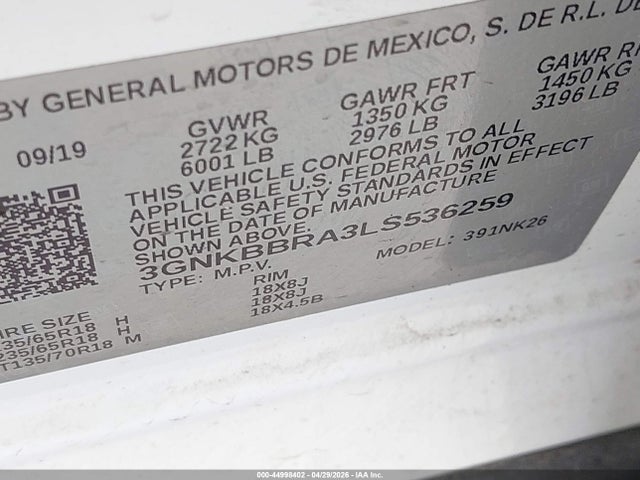 3GNKBBRA3LS536259 Chevrolet Blazer Fwd 1lt
