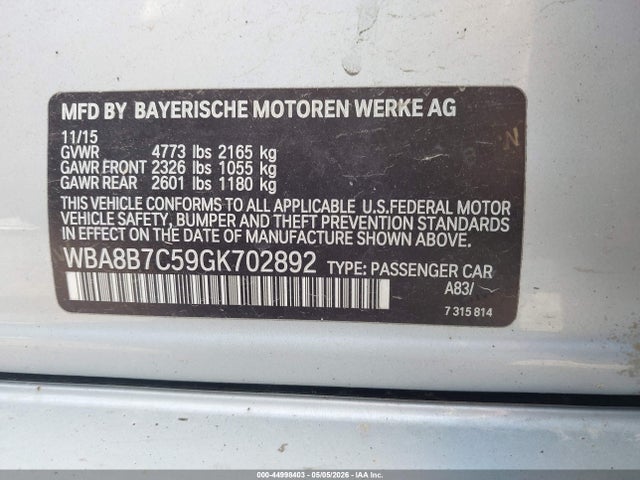 Aukcja sprzedaży 2016 Bmw 340i Xdrive, vin: WBA8B7C59GK702892, numer aukcji: 44998403