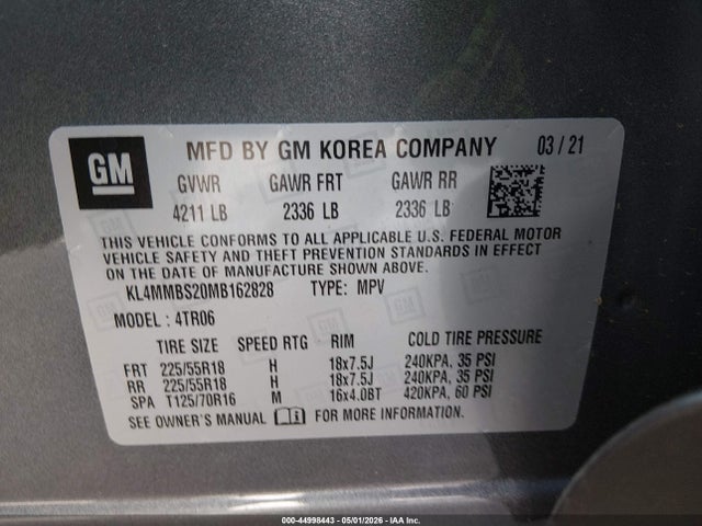 Aukcja sprzedaży 2021 Buick Encore Gx Fwd Preferred, vin: KL4MMBS20MB162828, numer aukcji: 44998443
