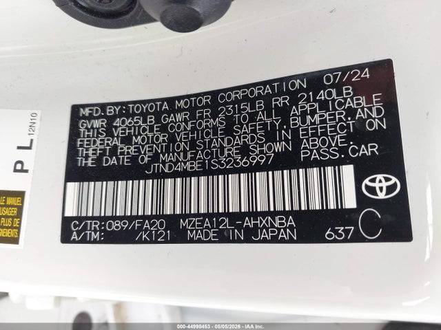 Продажа на аукционе авто 2025 Toyota Corolla Se, vin: JTND4MBE1S3236997, номер лота: 44998453