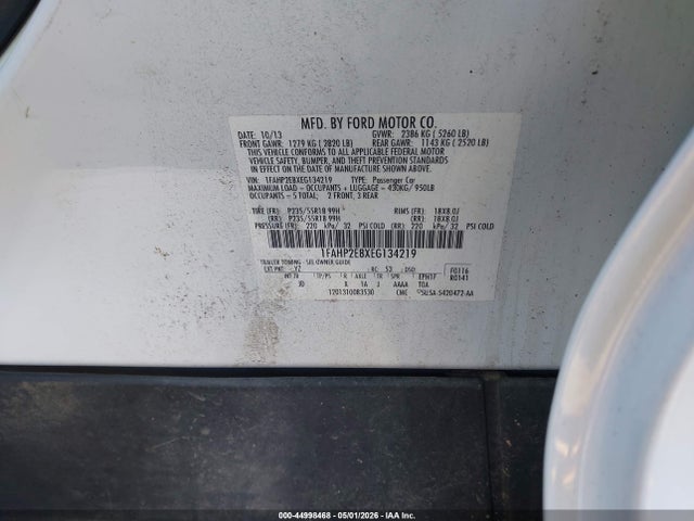 2014 Ford Taurus Sel მანქანა იყიდება აუქციონზე, vin: 1FAHP2E8XEG134219, აუქციონის ნომერი: 44998468