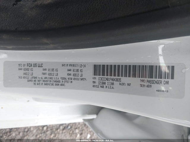 Продаж на аукціоні авто 2015 Chrysler 200 Limited, vin: 1C3CCCAB1FN643835, номер лоту: 44998479