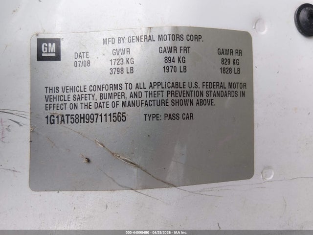 Продаж на аукціоні авто 2009 Chevrolet Cobalt Lt, vin: 1G1AT58H997111565, номер лоту: 44998480