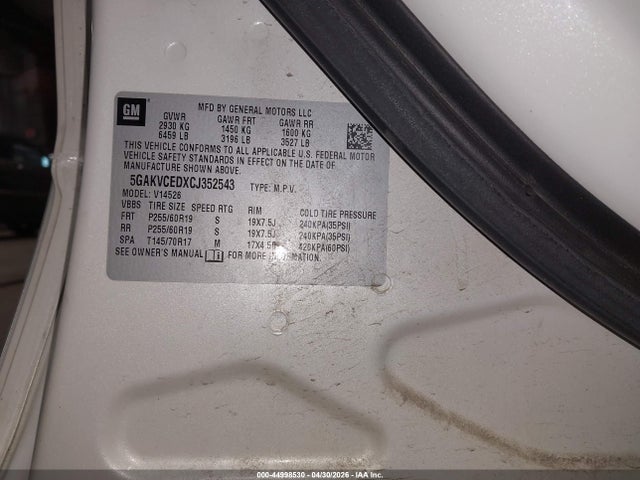 44998530 :رقم المزاد ، 5GAKVCEDXCJ352543 vin ، 2012 Buick Enclave Leather مزاد بيع
