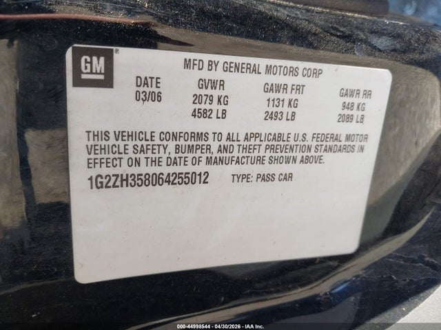 Продаж на аукціоні авто 2006 Pontiac G6 Gt, vin: 1G2ZH358064255012, номер лоту: 44998544