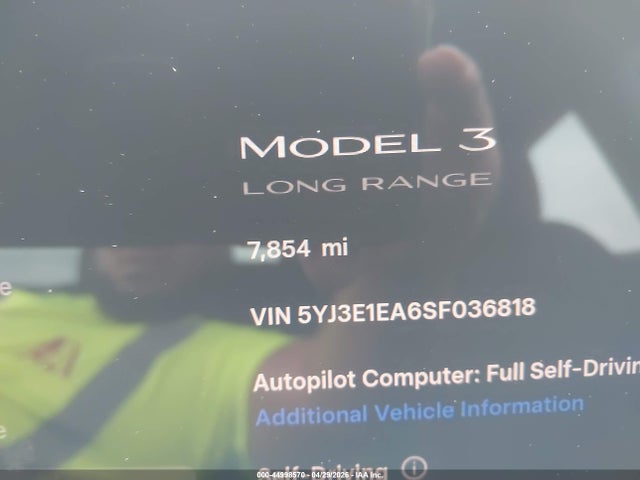 Продажа на аукционе авто 2025 Tesla Model 3 Long Range Rear-wheel Drive/standard Rear-wheel Drive, vin: 5YJ3E1EA6SF036818, номер лота: 44998570