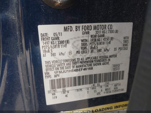 Aukcja sprzedaży 2011 Ford Expedition Xlt, vin: 1FMJU1H54BEF46168, numer aukcji: 44998575