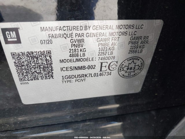2020 Cadillac Ct5 Sport მანქანა იყიდება აუქციონზე, vin: 1G6DU5RK7L0146734, აუქციონის ნომერი: 44998584