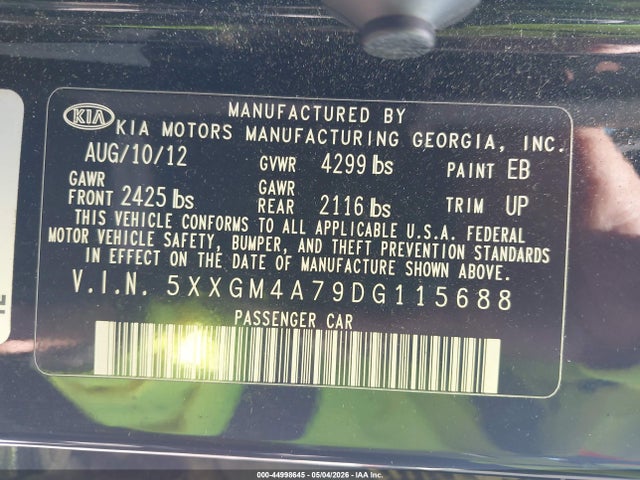 Продажа на аукционе авто 2013 Kia Optima Lx, vin: 5XXGM4A79DG115688, номер лота: 44998645