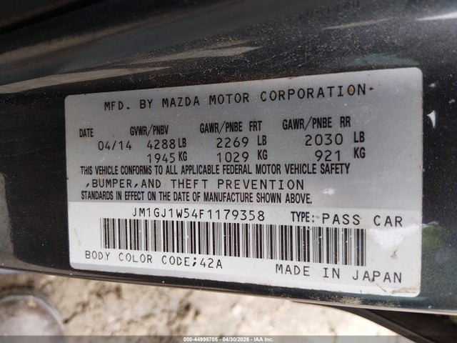 2015 Mazda Mazda6 I Grand Touring მანქანა იყიდება აუქციონზე, vin: JM1GJ1W54F1179358, აუქციონის ნომერი: 44998705