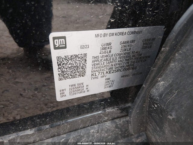 Aukcja sprzedaży 2024 Chevrolet Trax Fwd Activ, vin: KL77LKE25RC008065, numer aukcji: 44998727