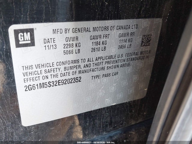 2014 Cadillac Xts Luxury მანქანა იყიდება აუქციონზე, vin: 2G61M5S32E9202352, აუქციონის ნომერი: 44998821