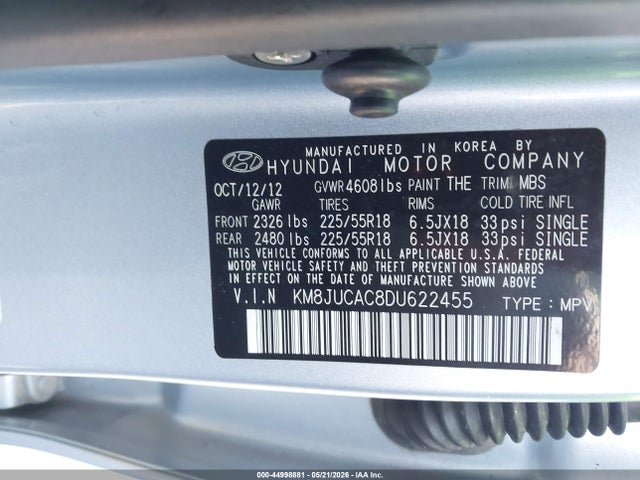 Продаж на аукціоні авто 2013 Hyundai Tucson Limited, vin: KM8JUCAC8DU622455, номер лоту: 44998881