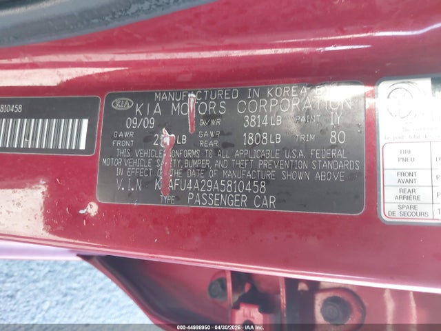 Auction sale of the 2010 Kia Forte Ex, vin: KNAFU4A29A5810458, lot number: 44998950