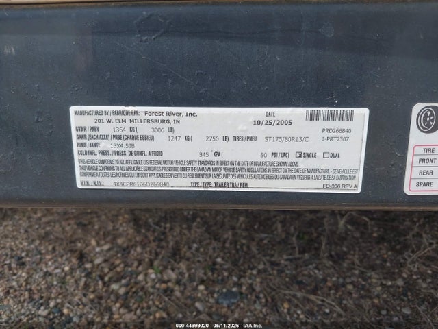 Продаж на аукціоні авто 2006 Rockwood Other, vin: 4X4CPR6106D266840, номер лоту: 44999020