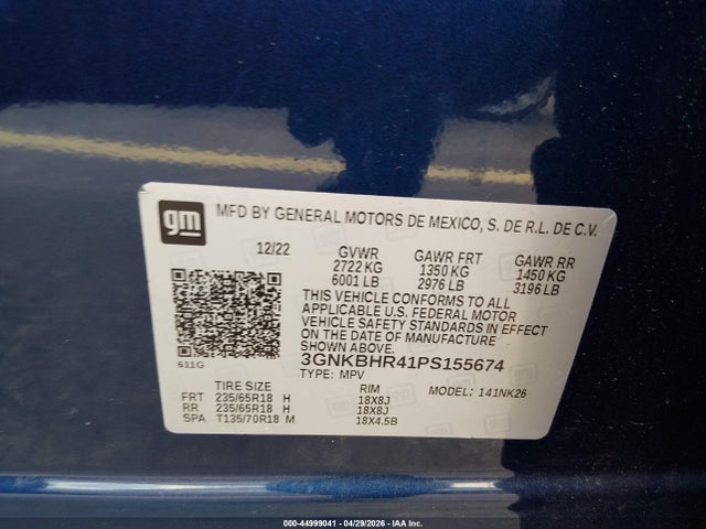 Aukcja sprzedaży 2023 Chevrolet Blazer Awd 2lt, vin: 3GNKBHR41PS155674, numer aukcji: 44999041
