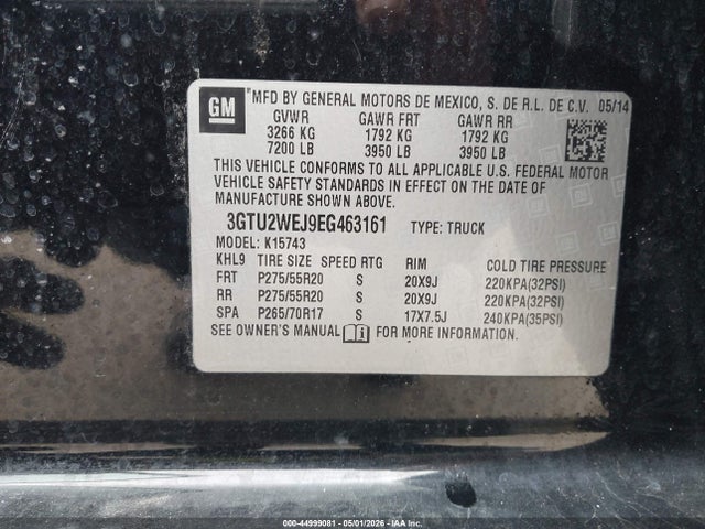 Продаж на аукціоні авто 2014 Gmc Sierra 1500 Denali, vin: 3GTU2WEJ9EG463161, номер лоту: 44999081