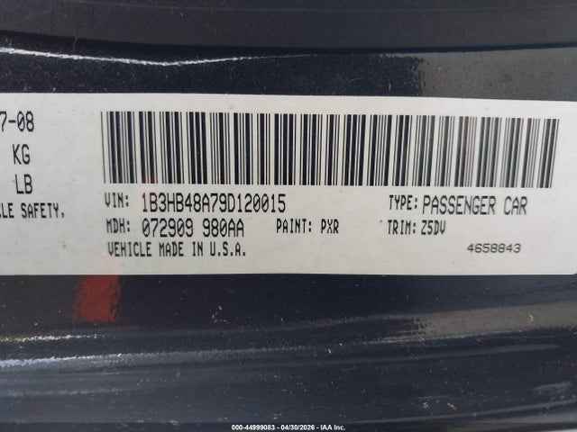 2009 Dodge Caliber Sxt მანქანა იყიდება აუქციონზე, vin: 1B3HB48A79D120015, აუქციონის ნომერი: 44999083