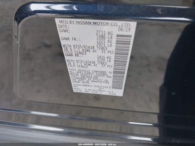 Продажа на аукционе авто 2020 Infiniti Qx60 Luxe Awd, vin: 5N1DL0MM8LC502503, номер лота: 44999095