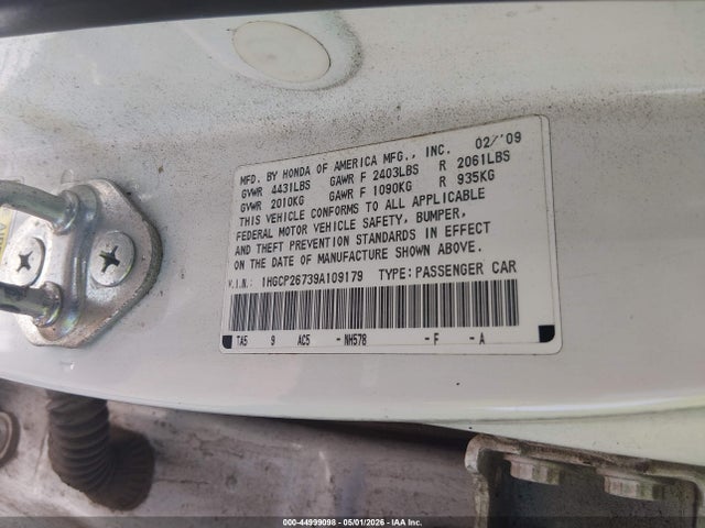 Продаж на аукціоні авто 2009 Honda Accord 2.4 Ex, vin: 1HGCP26739A109179, номер лоту: 44999098