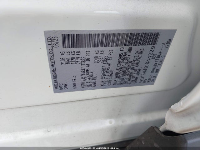 2025 Nissan Rogue S Fwd მანქანა იყიდება აუქციონზე, vin: 5N1BT3AA1SC844229, აუქციონის ნომერი: 44999122