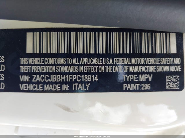 44999137 :رقم المزاد ، ZACCJBBH1FPC18914 vin ، 2015 Jeep Renegade Latitude مزاد بيع