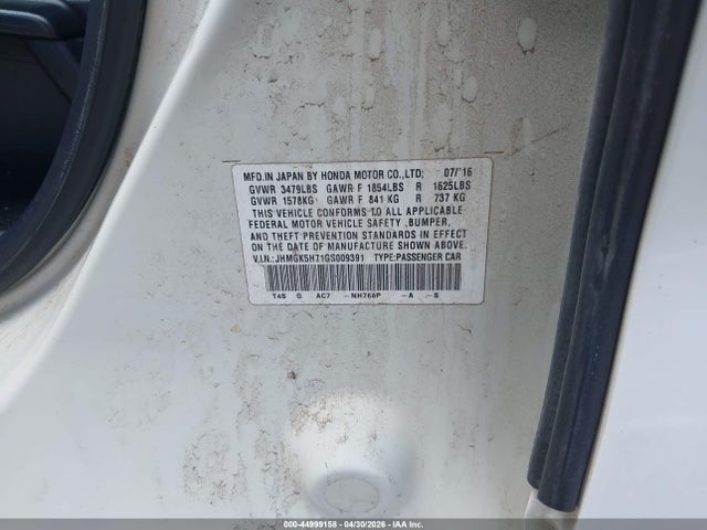 44999158 :رقم المزاد ، JHMGK5H71GS009391 vin ، 2016 Honda Fit Ex مزاد بيع