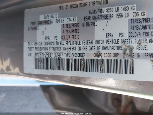 2011 Mazda Mazda2 Sport მანქანა იყიდება აუქციონზე, vin: JM1DE1HZ6B0107987, აუქციონის ნომერი: 44999228