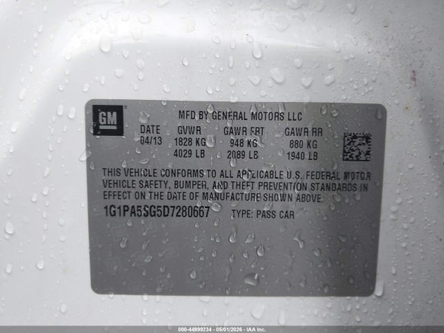 Aukcja sprzedaży 2013 Chevrolet Cruze Ls Auto, vin: 1G1PA5SG5D7280667, numer aukcji: 44999234