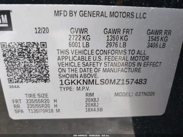 Продаж на аукціоні авто 2021 Gmc Acadia Fwd Slt, vin: 1GKKNMLS0MZ157483, номер лоту: 44999252