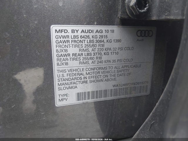 Aukcja sprzedaży 2019 Audi Q7 45 Premium/45 Se Premium, vin: WA1LHAF7XKD015370, numer aukcji: 44999279