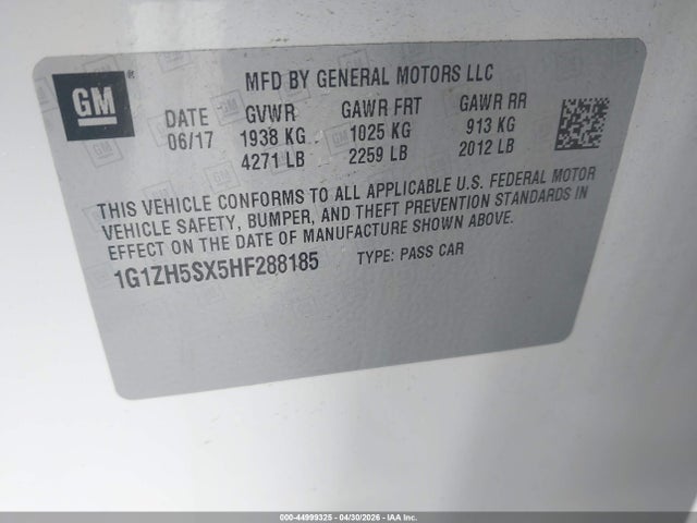 1G1ZH5SX5HF288185 Chevrolet Malibu Premier