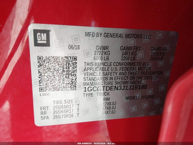 1GCGTDEN3J1319180 Chevrolet Colorado Z71