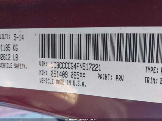 Продаж на аукціоні авто 2015 Chrysler 200 C, vin: 1C3CCCCG4FN517221, номер лоту: 44999444