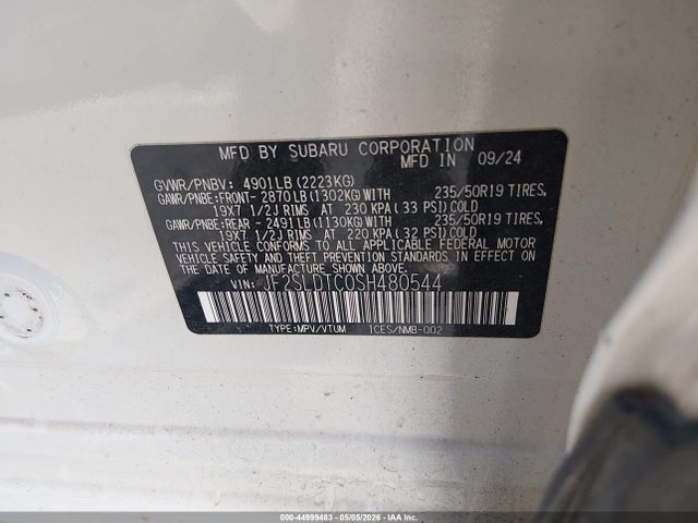 Продажа на аукционе авто 2025 Subaru Forester Touring, vin: JF2SLDTC0SH480544, номер лота: 44999483