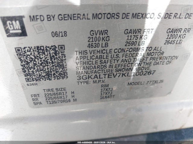 3GKALTEV7KL100267 GMC Terrain Sle