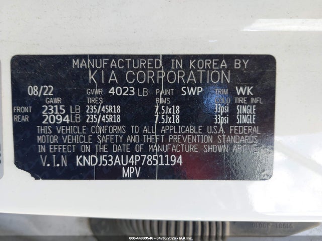 Aukcja sprzedaży 2023 Kia Soul Gt-line, vin: KNDJ53AU4P7851194, numer aukcji: 44999546
