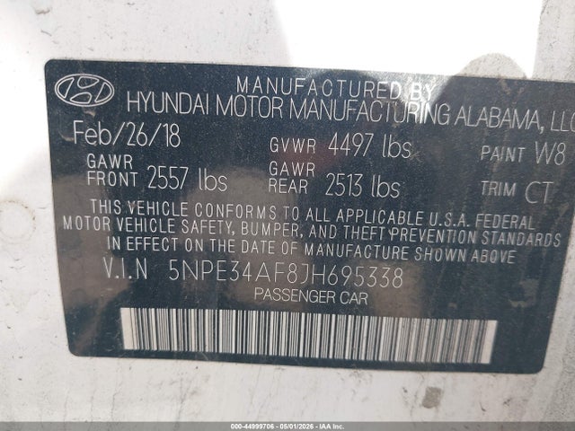 Продаж на аукціоні авто 2018 Hyundai Sonata Limited, vin: 5NPE34AF8JH695338, номер лоту: 44999706