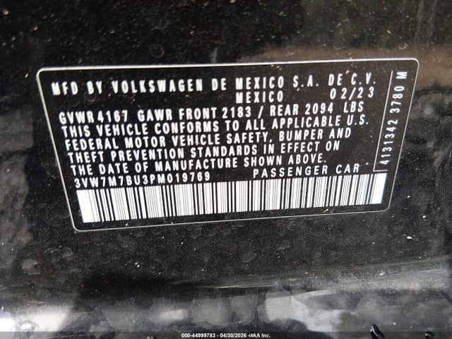 Aukcja sprzedaży 2023 Volkswagen Jetta 1.5t Se, vin: 3VW7M7BU3PM019769, numer aukcji: 44999783
